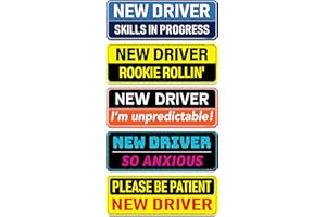 HEY-OKEY New Driver Magnet for Car - Funny 5-Pack Please Be Patient Reflective Magnetic Bumper Sticker Set - Removable Novice Rookie Safety Attention Sign - Weather-Resistant - 10 x 3.5 inches