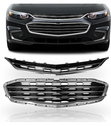 Front Bumper Grille Set (Upper+Lower) For 2019-2020 Chevy Malibu – Chrome Mesh