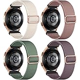 DaQin 4 Pack Stretchy Nylon Solo Loop Bands Compatible with Samsung Galaxy Watch 7 6 5 4 Band 40mm 44mm, Galaxy Watch 5 Pro/Watch 6 4 Classic Band/Active 2,20mm Soft Sport Band for Samsung Watch Bands