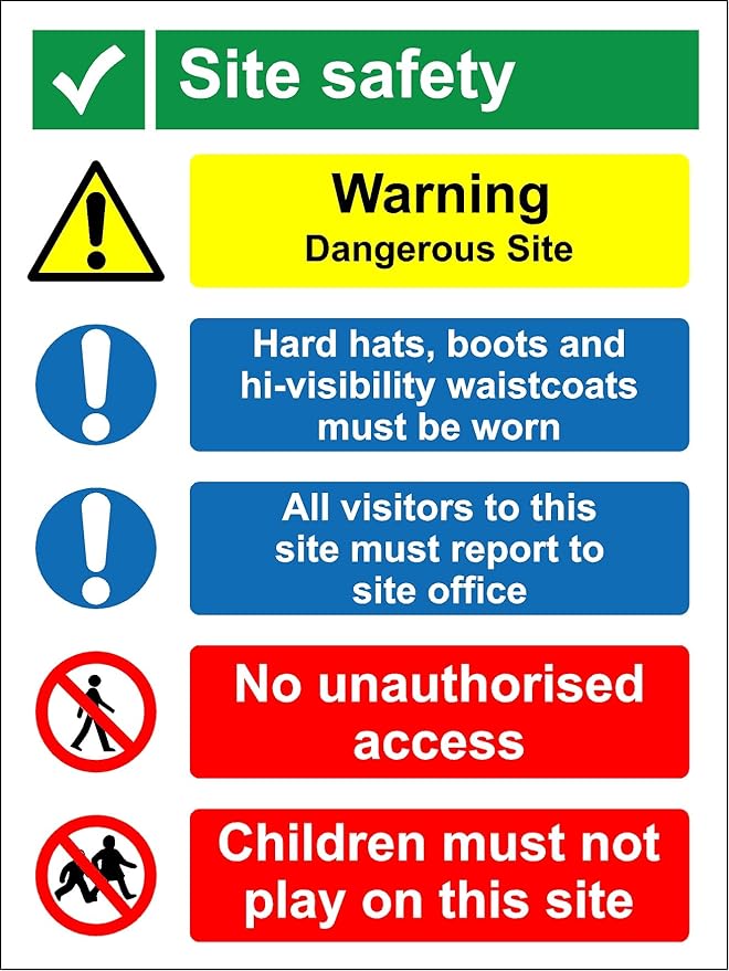 Site safety board with the health & safety at work act correx sign