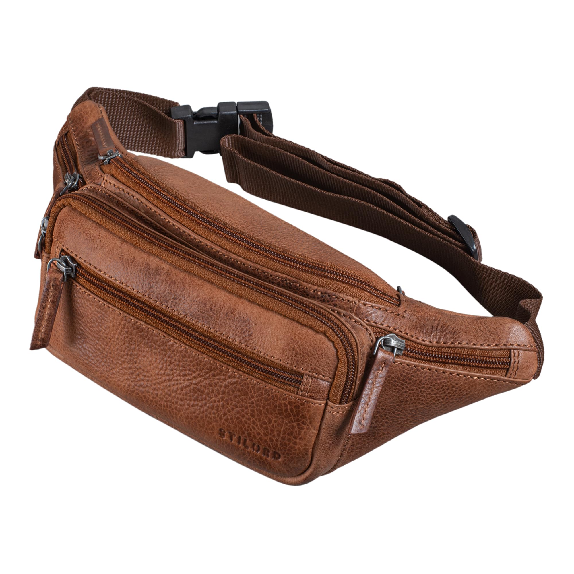 STILORD "Zion" Vintage Pouch Bag Genuine Leather | Waist Belt Bag Fanny Pack or Cross-Body for Men and Women | Fits 7 Inch Mobiles | Travel & Festival Bag Colour:Napoli - Brown