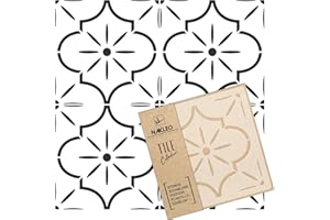 NAKLEO Lucca Tile Reusable Plastic Stencil - 25x25cm / 9.8” x 9.8” - Spanish Floral Moorish - Moroccan Geometric - Paver Block Concrete Floor Wall Painting Template Wood