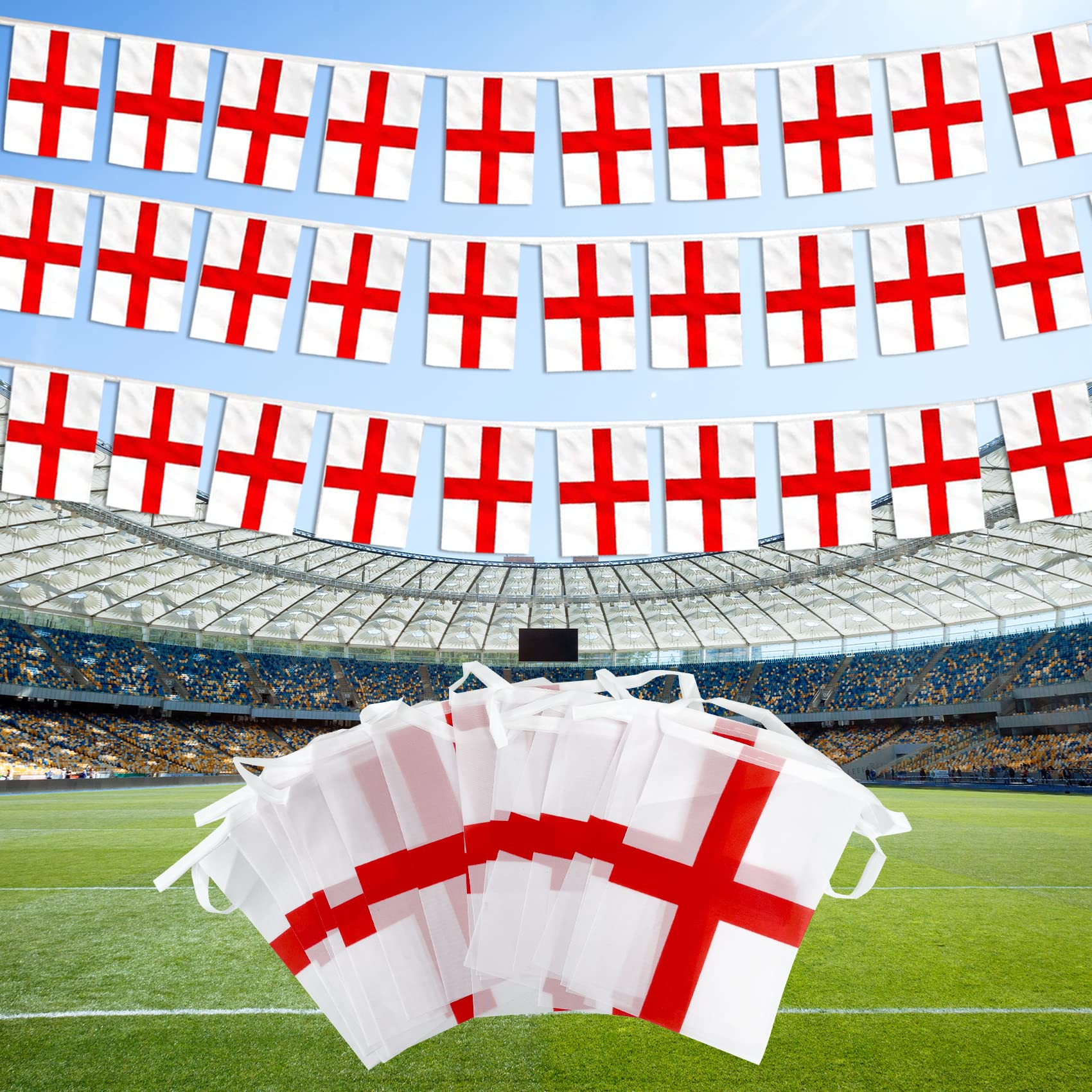 RMMD® St George Flags St George Bunting Flags 5m×3 England Rectangular Flag Buntings 60 PCS Double Sided England Bunting Banner for Home Street St George Party Decorations