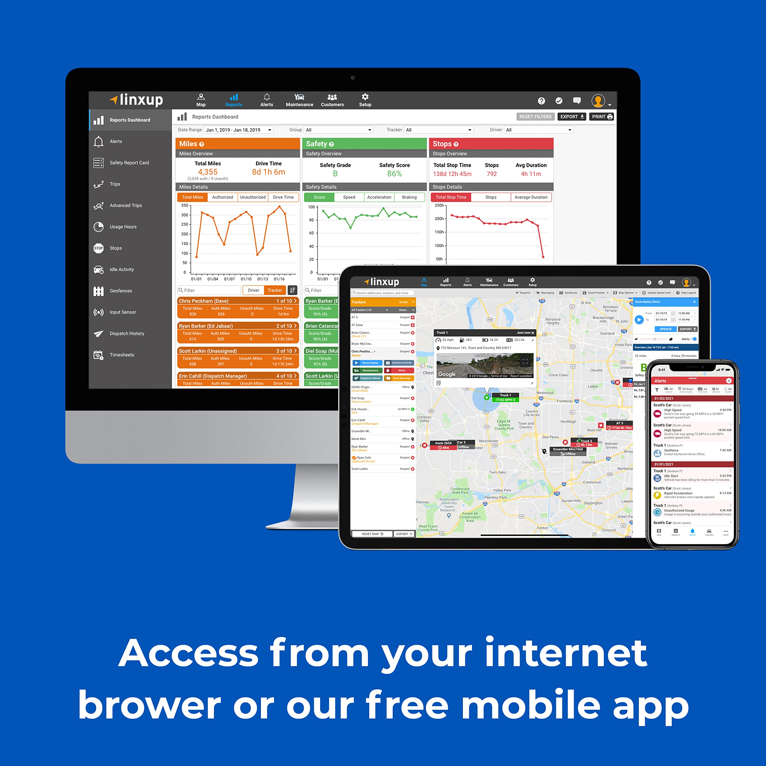 Linxup Fleet GPS Tracker and Monitoring System: Real-Time Location Company Vehicle Tracking, Monitoring, and Alerts for Professional Vehicles and Fleets