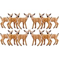RESTCLOUD 12Pcs Deer Figurines Cake Toppers, Deer Toys Figure, Small Woodland Animals Set of 12 Fawn