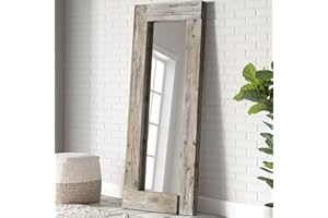 Barnyard Designs Rustic Farmhouse Full Length Mirror - Wood Frame Floor Standing Bedroom Mirror (58" x 24" / Natural)