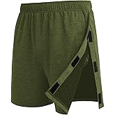 Deyeek Unisex Tear Away Shorts Snap On Athletic Cotton Shorts Post Knee Surgery Recovery Hip Replacement Pants with Pockets