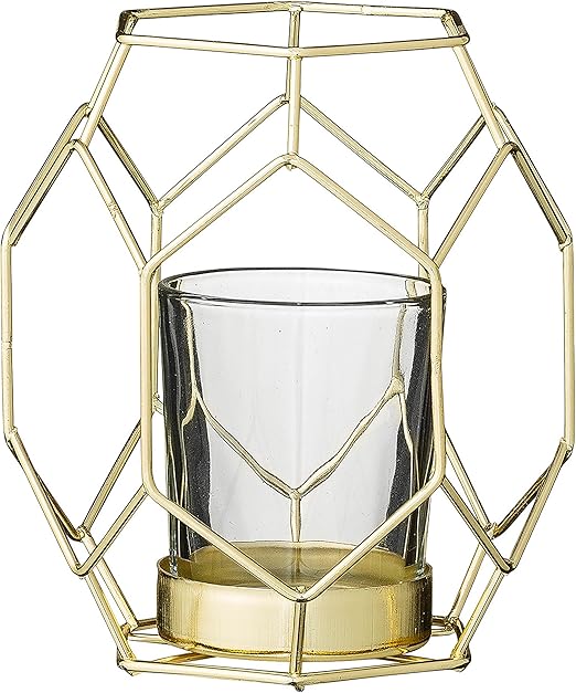 Bloomingville Small Gold Metal Geometric Votive Holder with