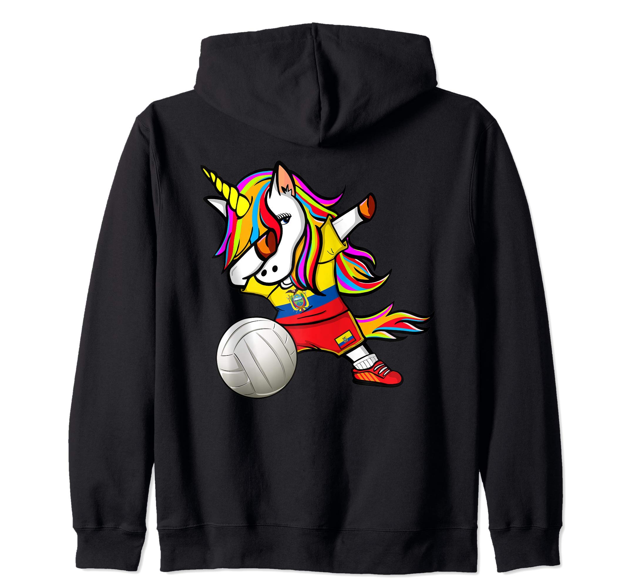 Dab Unicorn Ecuador Volleyball Fans Jersey Ecuadorian Flag Zip Hoodie