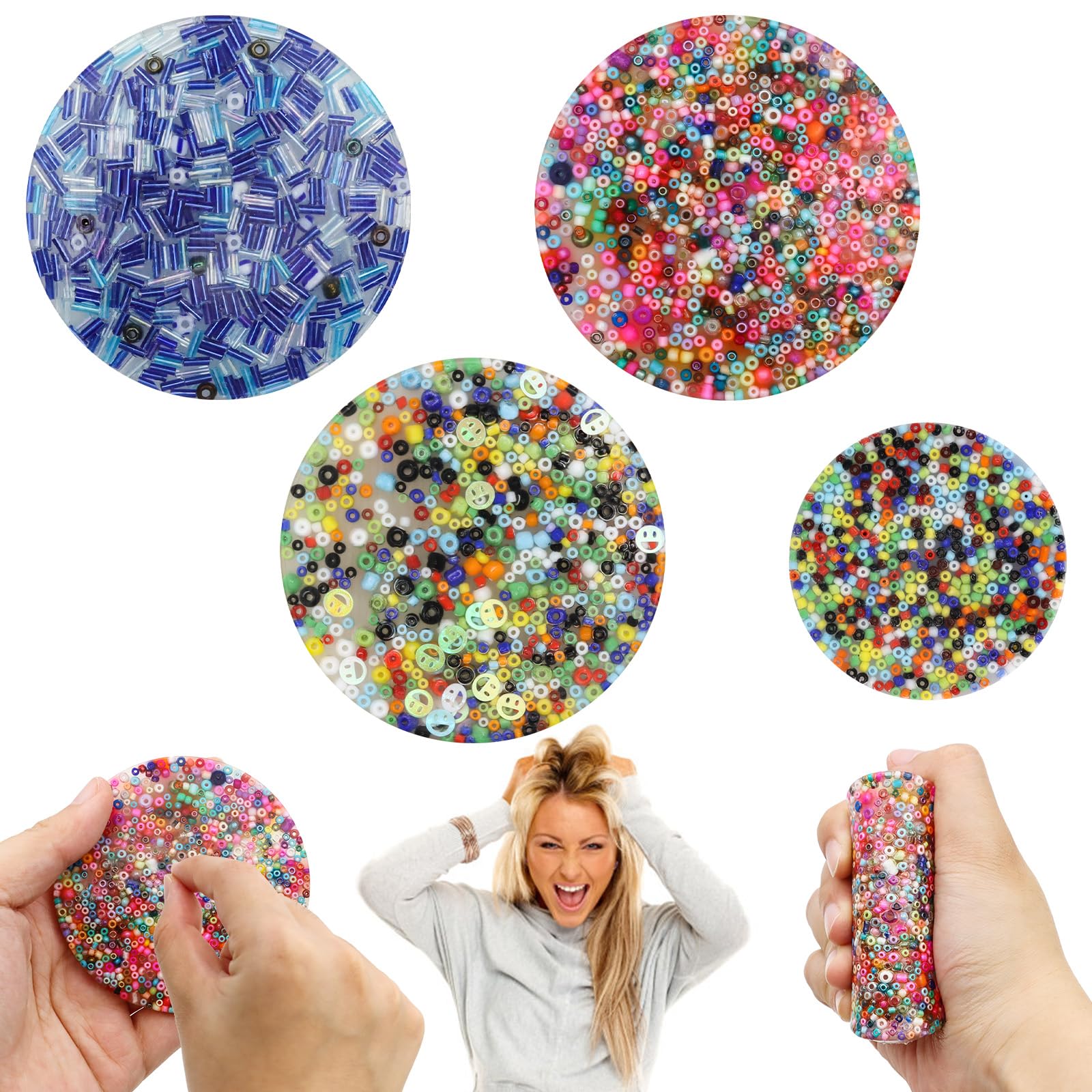 KASURE 4 PCS Picky Pad, Fidget Toys Adults, Round Hair Plucking Fidget Toy, Adhd Fidget Toys for Adults, Sensory Skin Picking Toys for Relieve Stress and Anxiety(3Pcs 8 cm+ 1Pcs 6 cm)