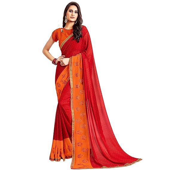 Shaily Womens Embroidered Georgette Red Saree[BLOSM34101SSR01_perent]