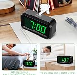 KWANWA Cordless Digital LED Alarm Clock 1.2in Green Display Battery Powered view 6