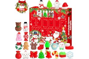 FUNNYB&G Christmas Mochi Squishy Toys: 24pcs Kawaii Xmas Stocking Stuffers Party Favor Loot Bag Fillers for Kids Boys Girls Teens Adults - 2024 Advent Calendar Stress Relief Fidget Toys