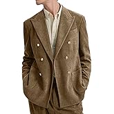 Bakerbear Men Suits 2 Piece Corduroy Peaked Lapel Slim Fit Business Formal Tuxedos Suit for Wedding Prom Jacket Pants Set