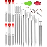 FIVEIZERO Large Eye Needles for Hand Sewing, 60 Pack, Assorted Sizes, Sewing Needles, Needles, Needles for Sewing, Embroidery Needles for Hand Sewing, Sliver