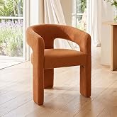 QUINJAY Modern Sherpa Barrel Dining Chair Upholstered Faux Fur Dining Room Chair with Arm Comfy Accent Side Chair for Kitchen