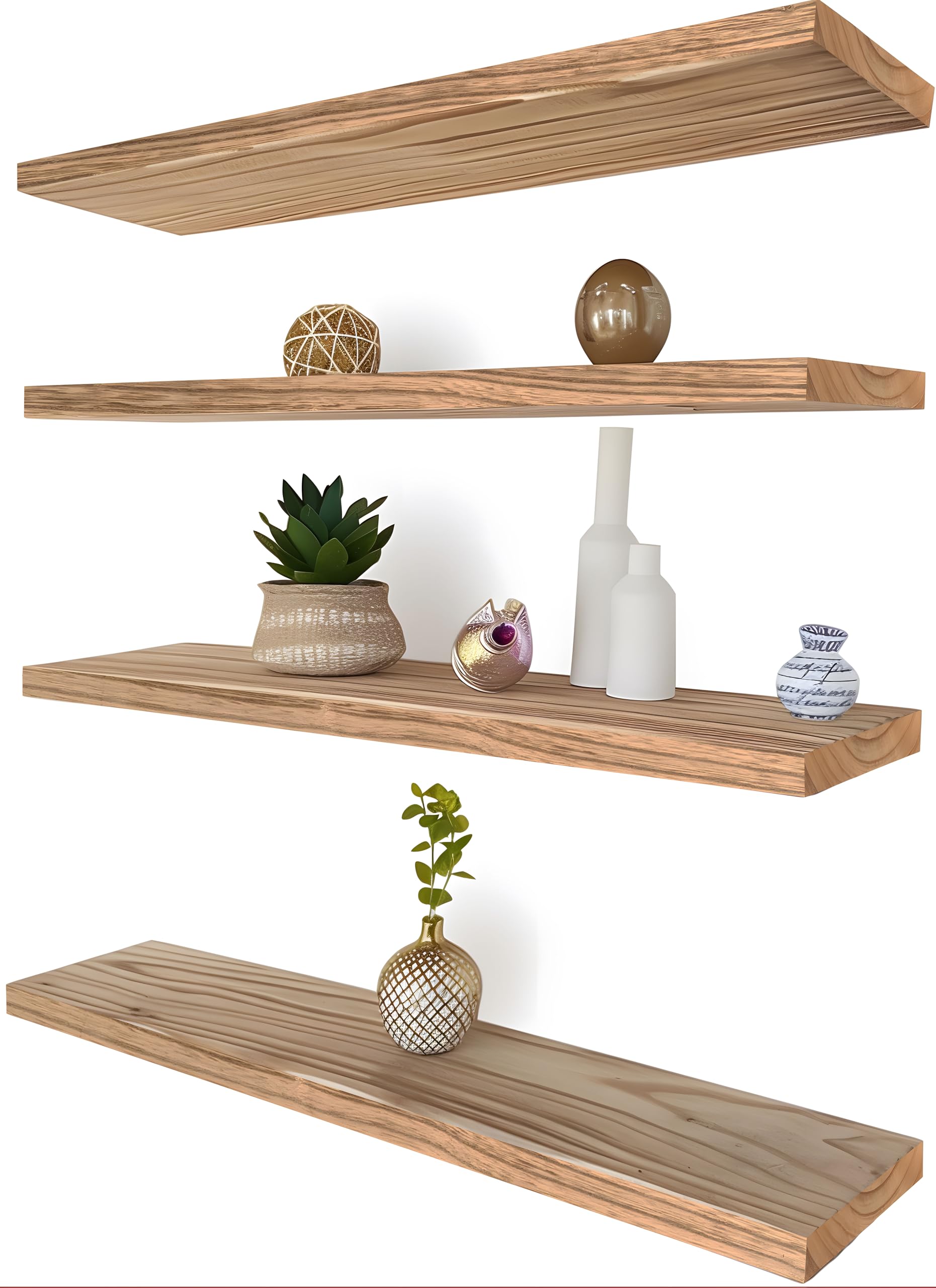 Photo 1 of ***PARTIAL SET ONLY 2/ MISSING ASSEMBLY HARDWARE (SHELF HAVE ALSO BEEN PRE SANDED) *** GXYAWPJ 24 Inch Floating Shelves for Wall Rustic Light Wood Wall Shelves for Bedroom Set of 4