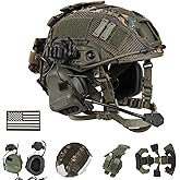 ClrfZebr Tactical Helmet with Headset,4in1 Upgraded Adjustable with Helmet Cover for Airsoft Cosplay Military Tactical Gear