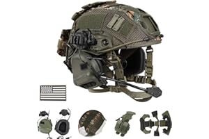 ClrfZebr Tactical Helmet with Headset,4in1 Upgraded Adjustable with Helmet Cover for Airsoft Cosplay Military Tactical Gear