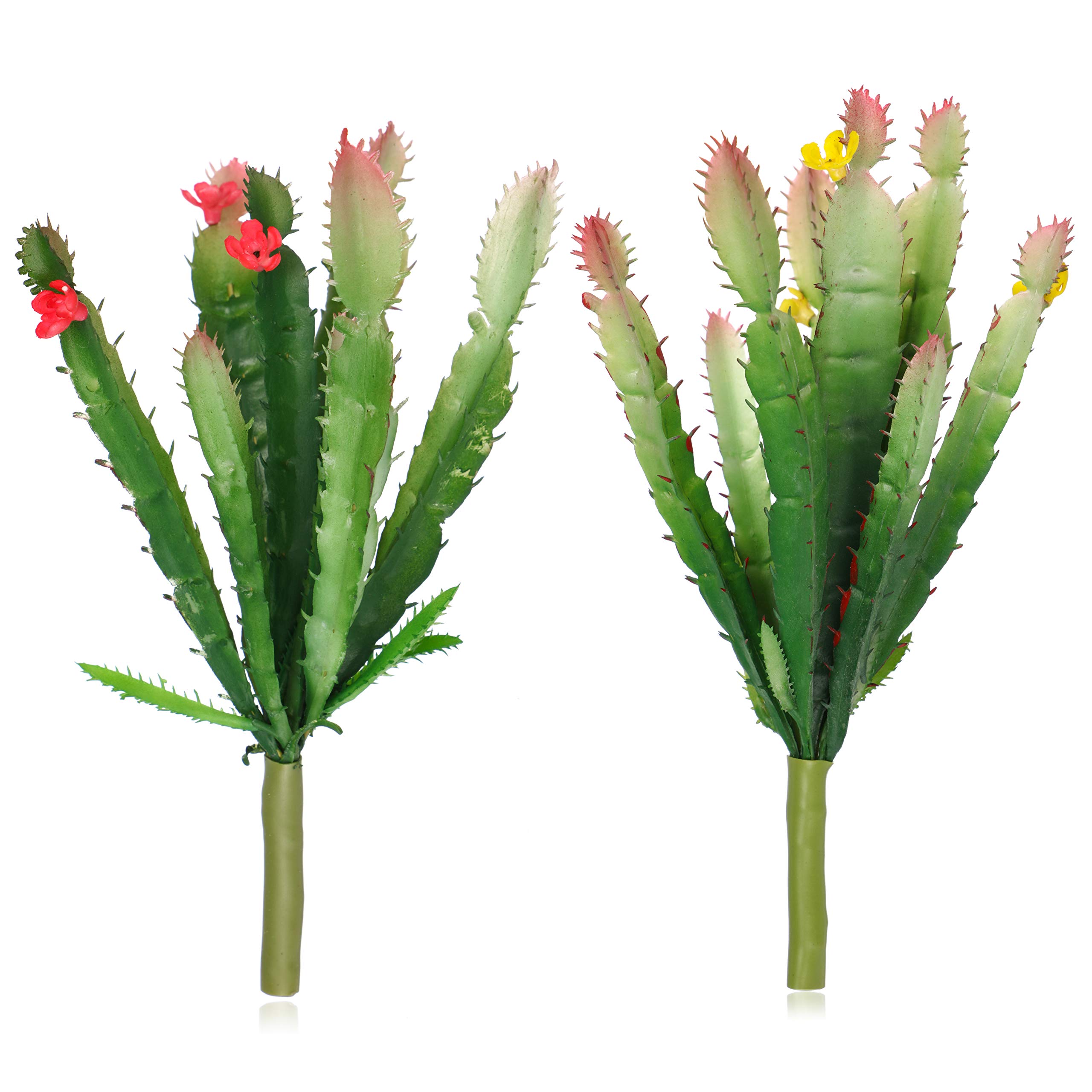 ShoppeWatch Mini Artificial Cactus Plants Unpotted - 2 Pcs Small Decor for Office and Home, Ideal for Party Decorations - Perfect Faux Cactus Accents AF50