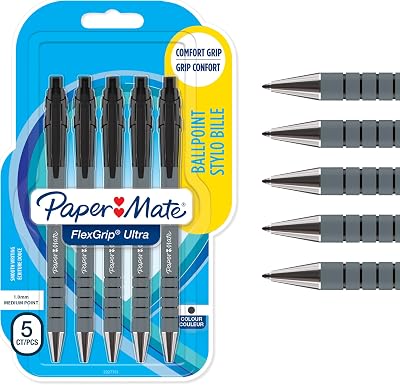 Paper Mate Flexgrip Ultra Retractable Ballpoint Pens Medium Point 1.0mm Black 5