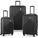 American Tourister Groove Hardside Luggage with Spinner Wheels, Black, 3-Piece Set (Carry On, Medium, Large)