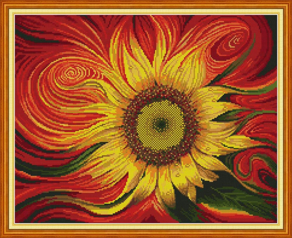 Abillyn Embroidery Cross Stitch Kits Sunflower Stamped with Printed Pattern Starter Kit (Sunflower)