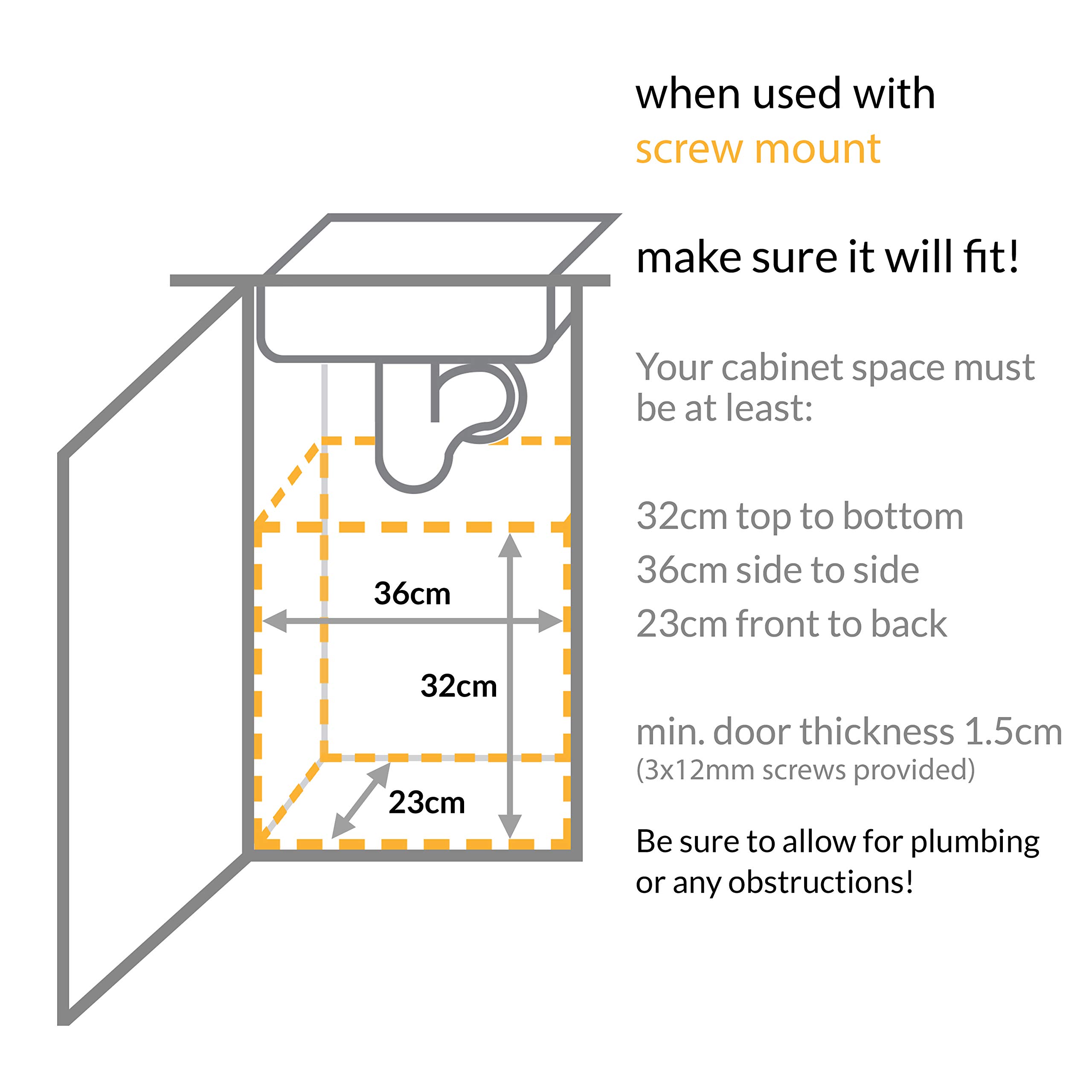 simplehuman 10 Liter / 2.6 Gallon In-Cabinet Trash Can, Heavy-Duty Steel Frame, Black - Buy ...