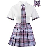 MZRFYTZ Women School Girl Outfits Set School Girl Costume Top With Mini Pleated Skirt