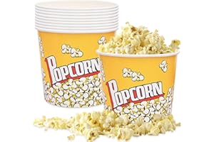 COOBBAR Popcorn Containers Cardboard Popcorn Bucket 85oz,Popcorn Boxes Popcorn Buckets Popcorn Cups,Reusable Popcorn Bucket Tub Popcorn Cups for Movie Theater,Party,Movie Night,Leak-Proof and Food-Grade （10 Pack）