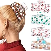 kaiolbly Christmas Hair Clips Claw Shaped Snowman Santa Claus Snowflake Christmas Tree Design Hair Accessories Transparent Cartoon Hair Clips Women Red Green Gold Claw