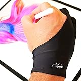 Articka Artist Glove for Drawing Tablet, iPad (Smudge Guard, Two-Finger, Reduces Friction, Elastic Lycra, Good for Right and