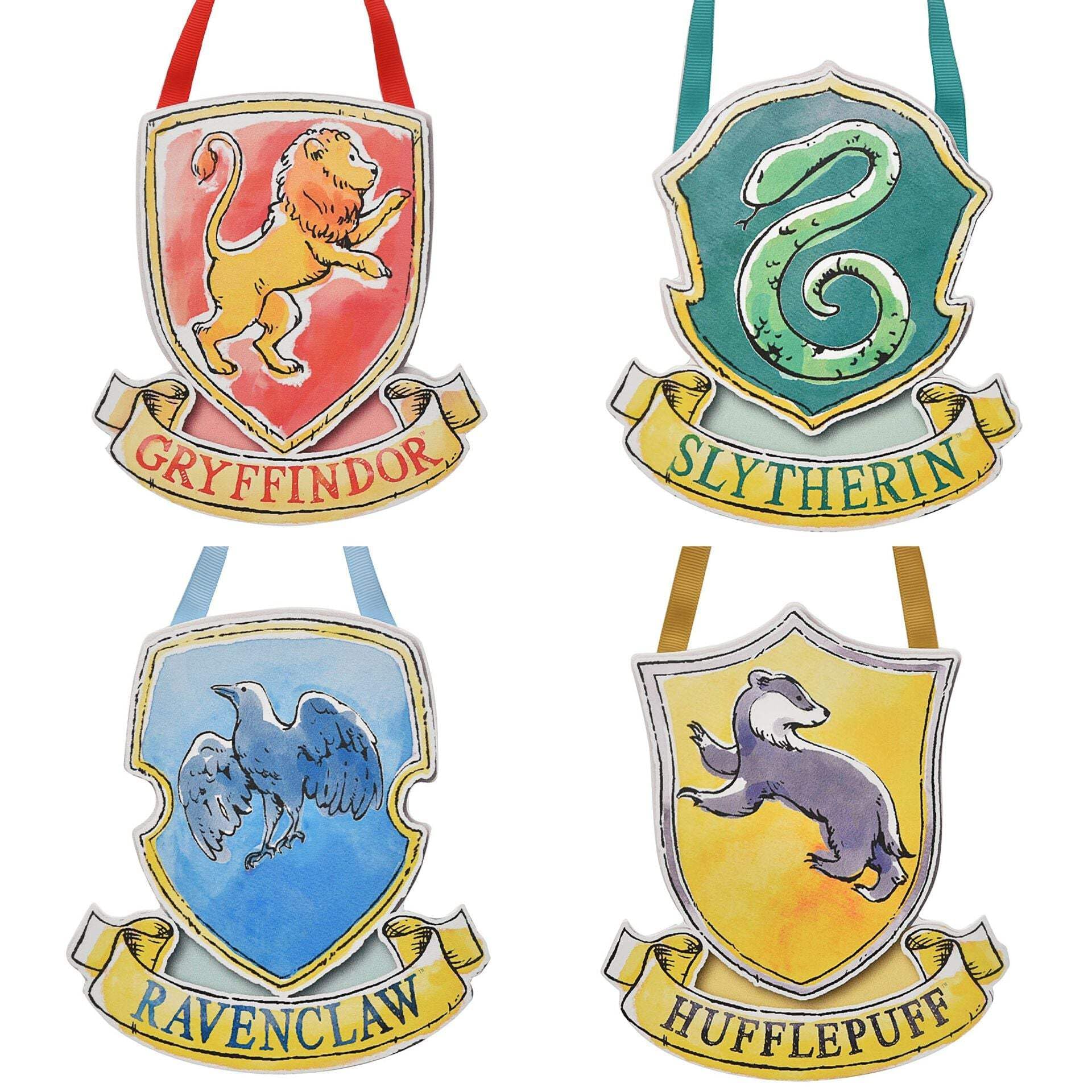 Harry Potter Set Of 4 Hanging Wall Plaques - Hogwarts House Crests Signs