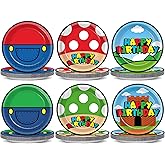 60Pcs Super Theme Brother Birthday Party Supplies Set Brothers Theme Plates Super Video Games Tableware 7" Disposable Paper Plates Favors for Kids Boys Girls Baby Shower Gamer Party Decoration