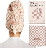 Kitsch XL Microfiber Hair Towel Wrap Terracotta Checkered 40x24 in
