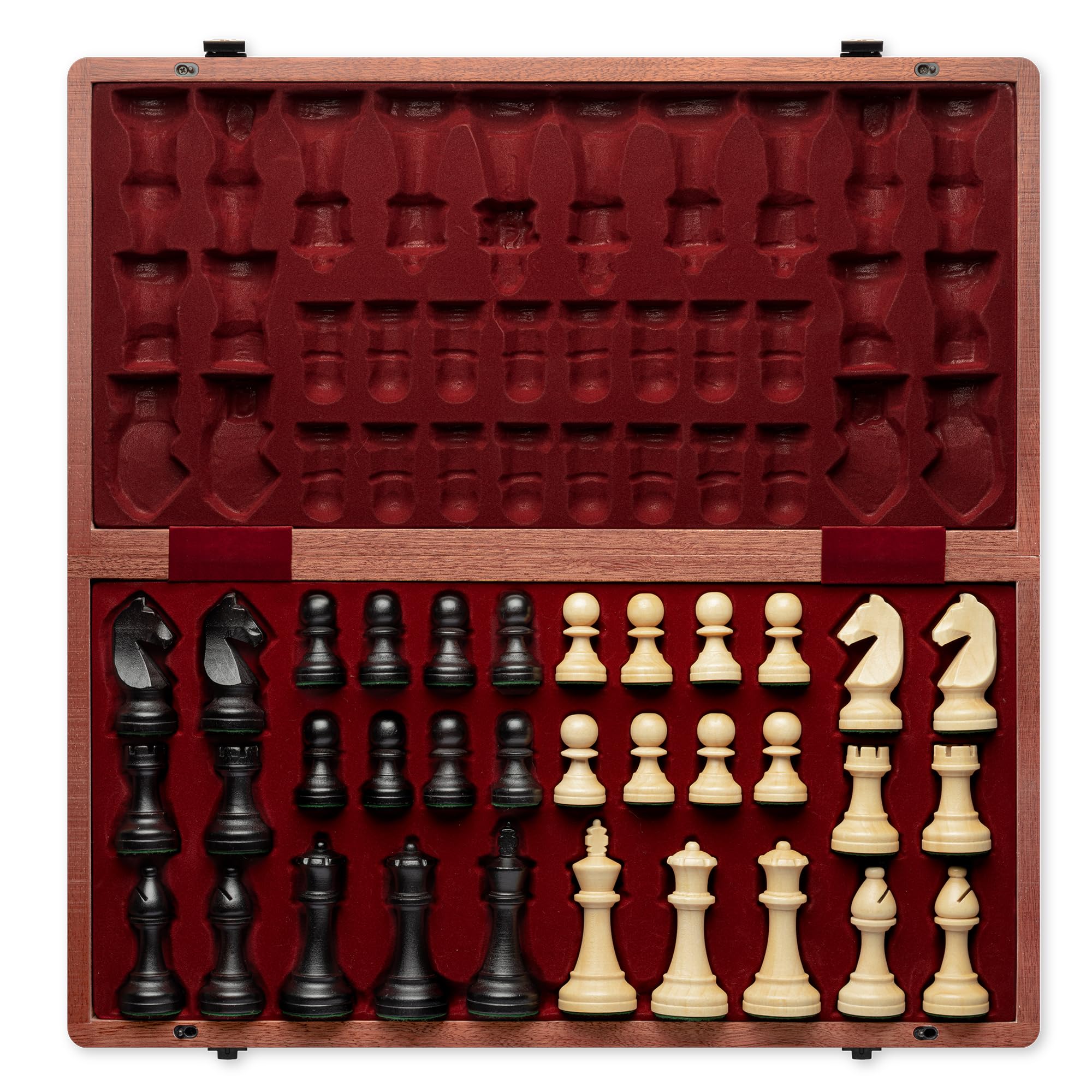 A&A 19 Inches Wooden Chess Set, Handmade 3.75" King Height Triple Weighted Chess Pieces with 2 Extra Queen, Folding Large Chess Board Set for Adults