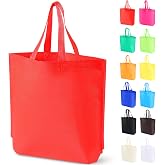 FF Uture 24 Pack Non Woven Tote Bags - 12 Colors Assorted, Reusable Shopping Bags Bulk for Grocery, DIY Craft &amp; Party Favors 14.78x12.5x4 Inches (Multicolored)