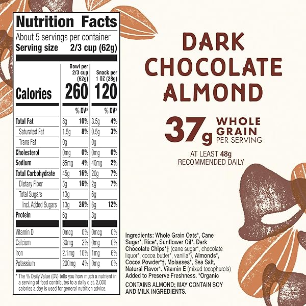 CASCADIAN FARM ORGANIC GRANOLA, DARK CHOCOLATE ALMOND CEREAL, RESEALABLE POUCH, 11 OZ