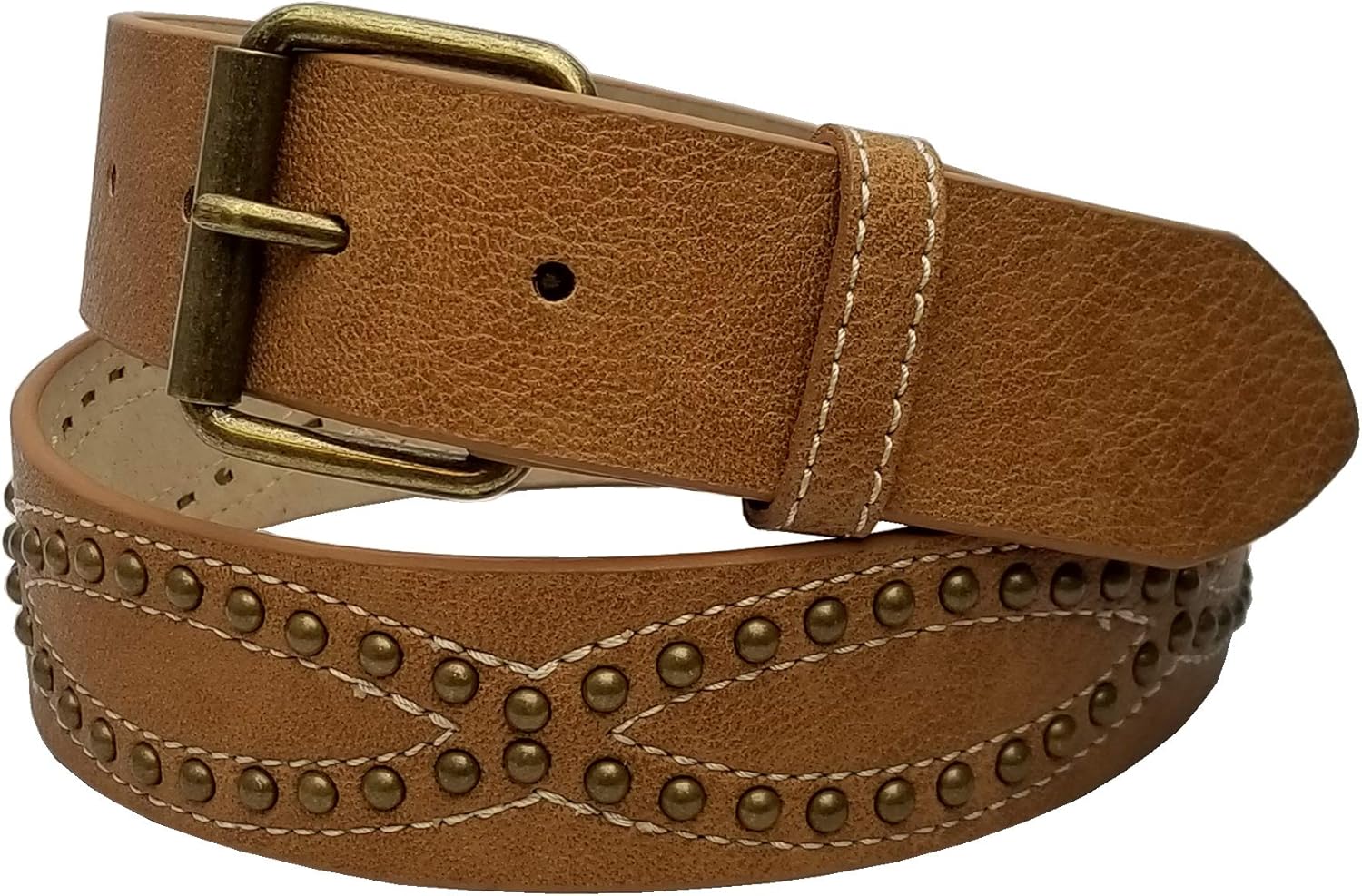 Western Basket Weave Buckle with Vegan Plain Belt Belts
