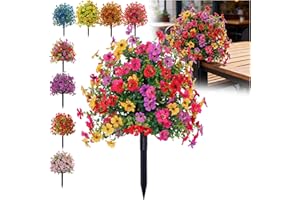 Artificial Violet for Outdoor Indoor Garden Home Decoration, UV Resistant Waterproof Faux Flowers with Ground Spikes, Colorfu