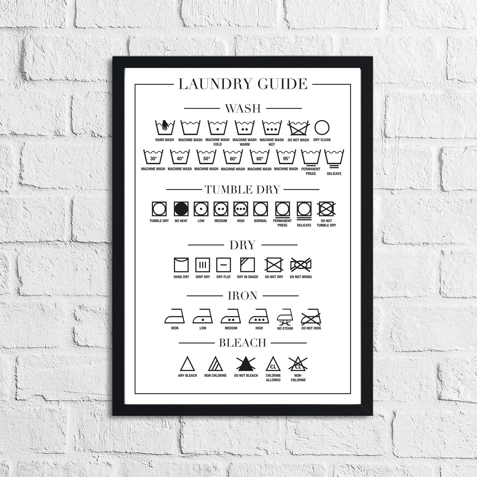JasonCarlMorgan Winster Creations Laundry Guide 2 Simple Wall Home Decor Print A4 High Gloss