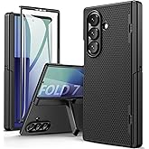 SSLOTSCASE for Samsung Galaxy Z Fold 7 Case with Stand & Hinge Protection & Screen Protector, Adjustable Kickstand, Slim Durable Shockproof Hard Phone Case for Samsung Galaxy Z Fold 7 5G 2025, Black