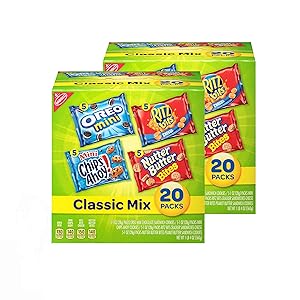 Nabisco Classic Mix Cookies & Crackers Variety Pack, OREO Mini, CHIPS AHOY! Mini, Nutter Butter Bites, RITZ Bits Cheese, Halloween Treats, 40 - 1 oz Snack Packs (2 Boxes)