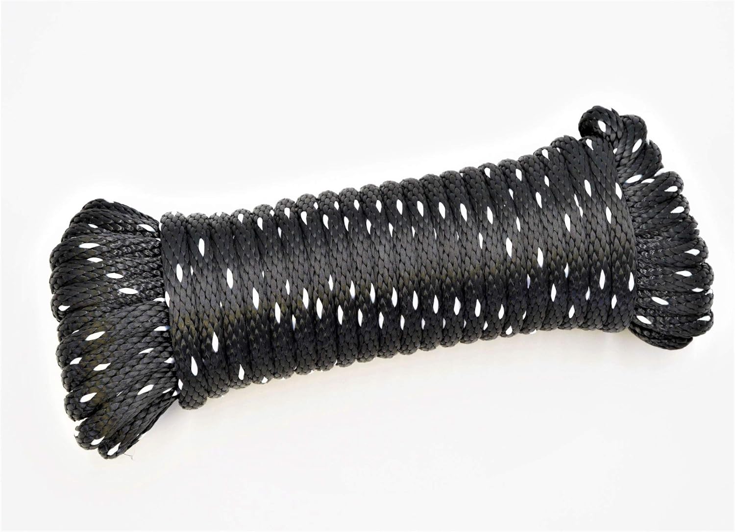 Utility Rope, Utility Cord, Solid Braid 3/8" X 50 ft, Premium HIGH Tenacity Black w/White, 3, 000lb. TENSILE Strength, Tow-Derby-EQUSTRAIN-Indoor-Outdoor-Tow-Pulling-BATTTLE-Jump-Made in USA : Sports & Outdoors