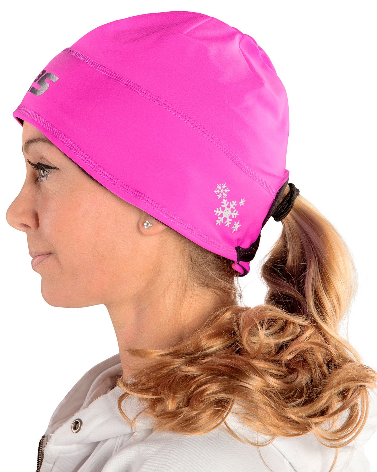 SLS3 Women`s Running Beanie Hat Ponytail Moisture Wicking Womens