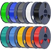 SUNLU PLA Plus 3D Printer Filament, 1.75mm, 10 Colors | 10KG Bundle, Neatly Wound, 1kg Spool, Black+White+Grey+Green+Blue+Grassgreen+Bluegrey+Pureyellow+Red+Orange