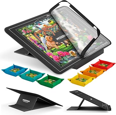 MOZOOSON 1000 Piece Jigsaw Puzzle Board with Adjustable Stand 6 Trays