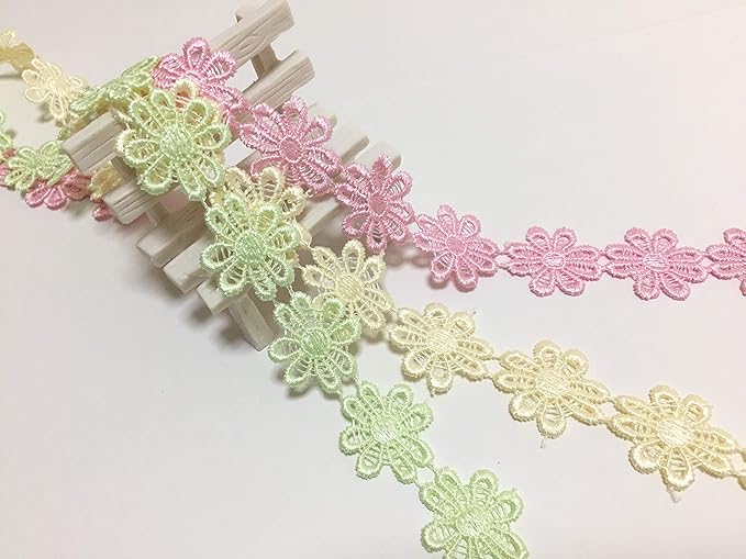 Amazon お花のレース 3m 幅2 5cm レース リボン ケミカルレース モチーフ ハンドメイド リメイク 布 生地 ハギレ Mix K レース 通販