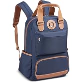 DELSEY PARIS Flanerie SE, Travel Laptop Backpack, Blue | Fits 14 Inch Laptop, Smart Organization, Lightweight, Vegan Leather Trim, Luggage Strap