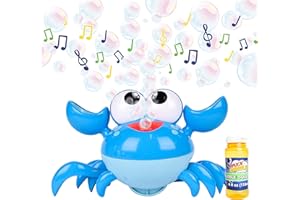 Maxx Bubbles Dancing Crab Bubble Machine - Moving Bubble Blower for Kids | Lights Up and Plays Music | 4oz Bottle of Bubble Solution - Sunny Days Entertainment,Blue